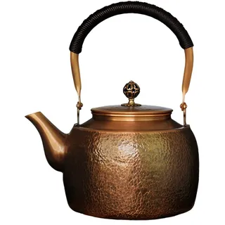 Handgefertigter Kupferkessel – 1700 ml Teekanne für den Herd, 1,5 mm dickes reines rotes Kupfer, großes gehämmertes Design, perfekt zum Kochen von Wasser und zum Aufbrühen von Tee