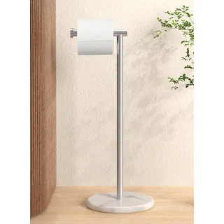 KES Toilettenpapierhalter Stehend Klopapierhalter Freistehend Marmor Basis | WC Rollenhalter Klorollenhalter Für Badezimmer, Edelstahl SUS304, Gebürstet, BPH284S1-2