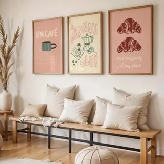 JORCEDI 3er Poster Set,Vintage Küchenbilder,Küche Wandbilder Kunstdruck,Kaffee,Pasta,Küche Aesthetic Deko,für Esszimmer, Küche & Wohnzimmer, Ohne Rahmen (40x50cm,A)