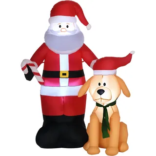 Weihnachtsdeko, Weihnachtsmann Mit Hund, Aufblasbar, Groß, Inkl. Gebläse, 117 X 80 X 157 Cm