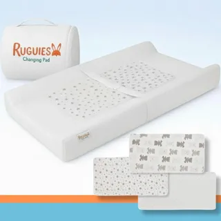 RUGUIES-Wickelauflage für Kommode mit 3 zusätzlichen wasserdichten Bezügen. Wasserdichte und Hypoallergene Windelwechsler. Befestigungsgurt und Anti-Rutsch-Unterlage-80x42cm-OEKO-TEX Zertifiziert.