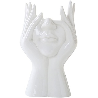 CDIYTOOL Keramik Gesicht Vase, weiße Blumenvase für Dekor, weibliche Form Kopf Halbkörper Büste Vasen Minimalismus Dekorative Moderne nordische Stil Blumenvase (A)