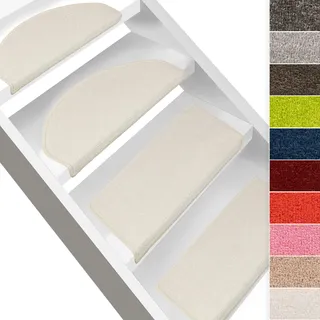 casa pura Stufenmatte Dynasty Velours - Halbrund oder eckig - In 7 Farben (Stufenmatte halbrund 1 Stück, Creme)