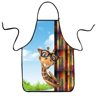 VIPbuy Kochschürze Küchenschürze Grillschürze vielfärbige lustige Schürze Damen Männer Herren Erwachsene Ehepaar Giraffe Schürze waschbar landschaftlich - M