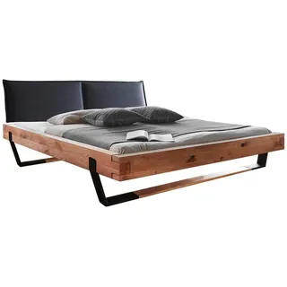 G + K Bettgestell BE-0520, 180 x 200 cm - Anthrazit - Braun - Wildeichenholz massiv geölt