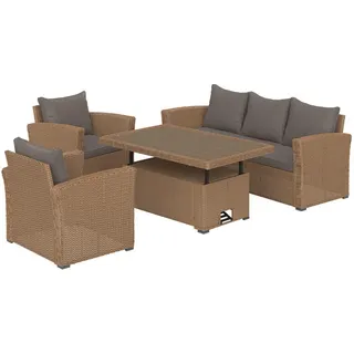 Ambia Garden Loungegarnitur, Sand, Metall, Kunststoff, einzeln stellbar, Säule, 88x48x137 cm, Tisch höhenverstellbar, Loungemöbel, Loungemöbel-Sets