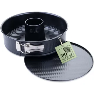 Zenker Springform mit Flach- und Rohrboden Perfect Black Ø 24 cm – Hochwertige Backform mit Antihaftbeschichtung, Hitzebeständigkeit +230 °C Made in Germany