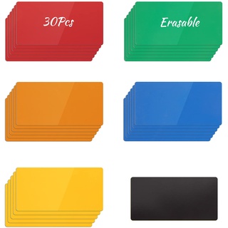 Beschreibbare Magnete, 10 x 5cm Löschbarer Magnetstreifen, 5 Farben Magnetschilder zum Beschriften für Whiteboards, Kühlschränke, Magnettafeln, Metallische Oberflächen, 30 Stück