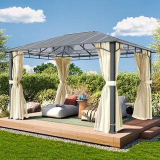 TOOLPORT Gartenpavillon 3 x 4 m inkl. 4 Seitenteile Beige