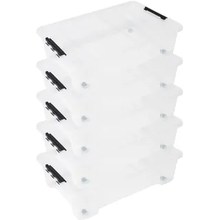 Ondis24 Unterbettbox Jolly mit Deckel und Rollen, Rollbox 25 L, Spielzeugkiste, Kiste stapelbar, Aufbewahrungsbox transparent (5)