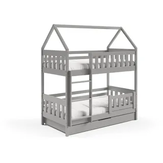 masseno Etagenbett ELENA 80 x 160 cm Kiefer hellgrau silber