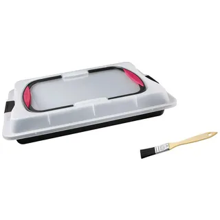 Zenker Blechkuchen-Set, Backblech mit Transport-Abdeckung für unterwegs, Deckel und Softgriff (Kuchenform: ca. 43 x 30 cm) inklusive Backpinsel zum leichten Einfetten und Glasieren, Menge: 1 x 2er Set