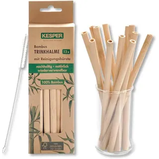 KESPER® Trinkhalme Trinkhalme 59200 aus FSC-zertifiziertem Bambus, 20 cm, 12er Pack, (1-tlg)