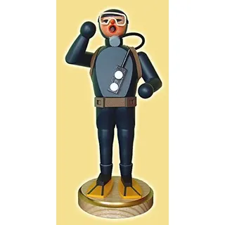 Rudolphs Schatzkiste Räuchermann Taucher Höhe= 22cm NEU Rauchen Rauchfigur Rauchmann Räucherfigur Räucherkerze Smoker Kerze Figur Mann Holz Seiffen Erzgebirge Holz Schnee Dekoration Weihnac