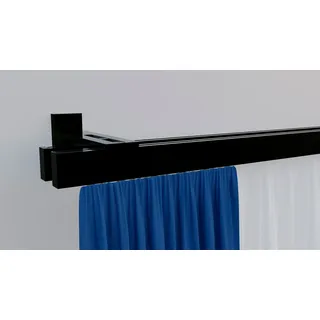 INDEKO Gardinenstange INDEKO "Bern", schwarz, L:110cm, Aluminium, Gardinenstangen, Innenlauf Komplett-Set inkl. Gleitern und Montagematerial
