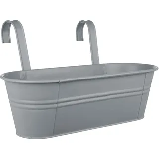 BUTLERS Zinkeimer/Blumenkasten zum Hängen mit abnehmbaren Haltegriffen aus Metall 50 x 20 cm -ZINC- Hängende Blumentopf für den Außenbereich | Planztopf für Balkongeländer