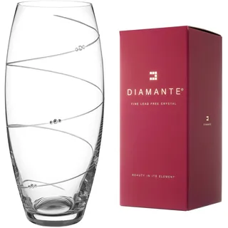 DIAMANTE Swarovski Fassvase „Toast Swirl“ – handgeschliffene Kristallvase mit Swarovski-Kristallen – 30 cm