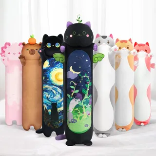 Mewaii 110CM Plüschtier Stofftiere für Kinder Kuscheltier Farbe Mint Katze Langes Wurfkissen Kawaii Katzen Plüsch Kissen Plüschtier Ausgestopftes Spielzeug Stofftiere Geschenk über 3 Jahren