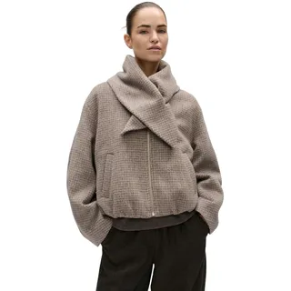 OPUS Kurzjacke Damen | Karomuster, Abnehmbarer Schal, Ballonsaum - 38