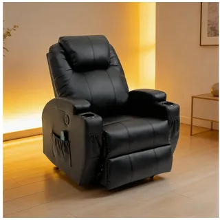 GIHAUVIA Sessel Fernsehsessel Elektrisch Relaxsessel Massagesessel mit Wärmefunktion. schwarz