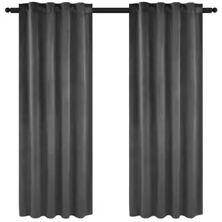 Woltu 2 Stücke Samtvorhänge Blickdicht Verdunklungsvorhang mit Kräuselband Thermogardine, 300 g/m2 Schwere Samtige Verdunkelungsgardinen für Schlafzimmer Wohnzimmer, 140x225 cm(B x H) Dunkelgrau