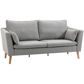 HOMCOM 2-Sitzer Sofa mit Rücken-und Zusatzkissen grau 200L x 87B x 95H cm