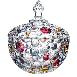 auons Bonbonglas Keksglas Mit Deckel, Colorful Kristall SüßIgkeiten Glas, Bonbongeschirr Zuckerdose, Dekorative Candy Gläser Vorratsglas Keksdose Glas Candy Glasbehälter, Groß