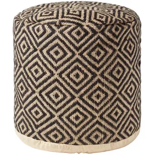 Homescapes Sitzpouf Jute 45 x 40 x 45 cm Schwarz