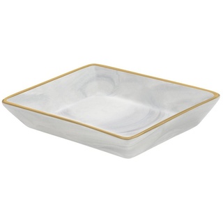 Belle Vous Dekoobjekt Graues Keramik Marmor Tablett mit Goldkanten - 10,8x14x2,5cm, Keramik Marmor Tablett 10,8x14x2,5cm Grau mit Goldenen Kanten grau