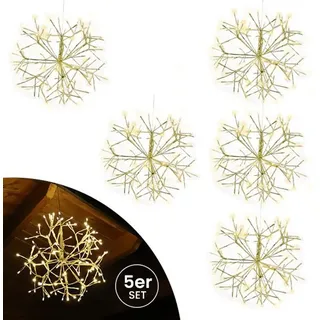 Weihnachtsdekoration Goldstern 45 cm 5er Ser mit 120 LED warmweiß Timer-Funktion LED-Weihnachtsstern