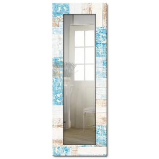 Artland Dekospiegel Maritimes Holz, gerahmter Ganzkörperspiegel, Wandspiegel, mit Motivrahmen, Landhaus blau 50,4 cm x 140,4 cm x 1,6 cm