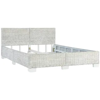 furnicato Bettgestell Grau Natur Rattan 140 x 200 cm (1-tlg) grau 149 cm x 210 cm x 77 cm
