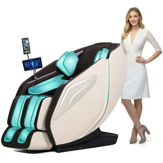 Ganzkörper-massagesessel Mit 4d-robotik, Zero-gravity & Heizfunktion, Braun/beige