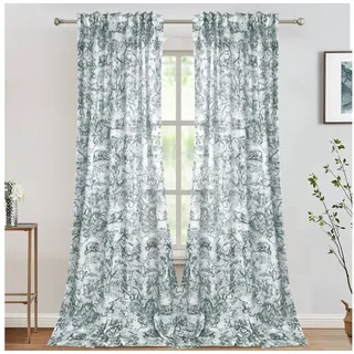 Rosnek Gardine Dschungel-Muster, Brokat Baumwolle, für Wohnzimmer Schlafzimmer Deko (2 St), Multifunktionsband, H×B: 160×132;213×132;244×132 132 cm x 160 cm