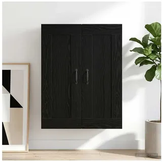 furnicato Hängeschrank Wandschrank 69.5 x 34 x 90 cm Schwarz Eichen-Optik (1-St) Umkehrbare Tür Wandregal mit 3 Fächern für dein Wohnzimmer schwarz 69.5 cm x 90 cm x 34 cm