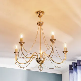 Kronleuchter Retro Domiluce, dimmbar, messing / gold, für Wohn- / Esszimmer, Metall, Kronleuchter - 70 cm - 70 cm - 75 cm