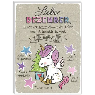 H:) PPY life Adventskalender Motiv „Einhorn“ | 26 cm x 35 cm, Schoko-Adventskalender, 75 g | Kalender mit Schokolade für Kinder, Mädchen | 51127