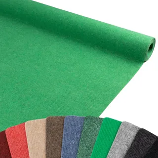 Primaflor Messeteppich Rips Malta | 200x400 cm | Grass Grün | Messeteppich mit Ripsstruktur, Brandschutzklasse Bfl-s1; Nadelfilz-Auslegeware und Teppichboden als Messe-Bodenbelag