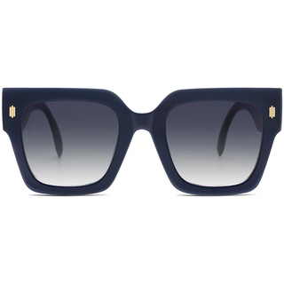 SOJOS Sonnenbrille Damen Groß Vintage Retro Quadratisch Cateye Rahmen UV400 Schutz Klassische Outdoor Moderne eckig Übergroß Sonnenbrillen SJ2194 mit C8 Milchig Blau/Milchig Rot Rahmen - XL