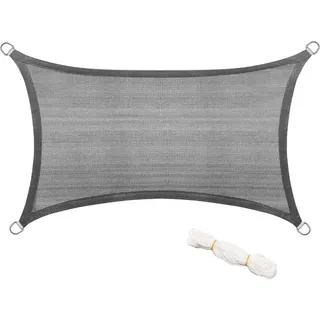 Woltu Sonnensegel Rechteck HDPE 250 x 250 x 350 cm Grau