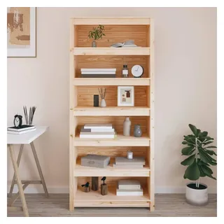 furnicato Bücherregal Klassisches aus massivem Kiefernholz 80x35x183 cm natur, 1-tlg., Regalwand mit viel Stauraum und Wandhalterung für das Arbeitszimmer braun 80 cm x 183 cm x 35 cm