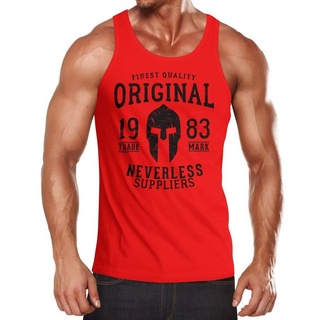 Neverless Tanktop Herren Tank-Top Original Gladiator Sparta Helm Athletic Vintage Muskelshirt Muscle Shirt Neverless® mit Print rot XXL