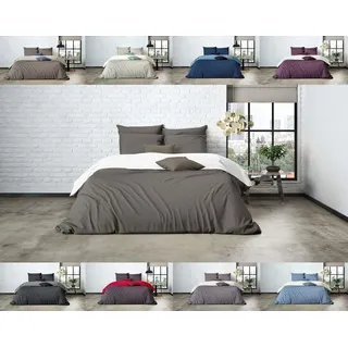 MISTRAL HOME Uni Einfarbig Wende Bettwäsche Edel Perkal 100% Ägyptische Baumwolle, Maße:155 cm x 220 cm, Farbe:Bungee Cord-White