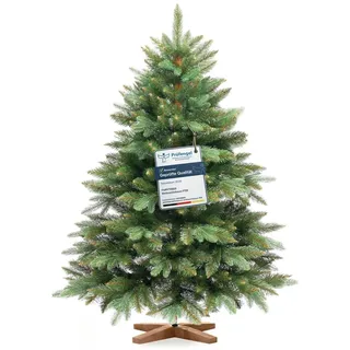 FAIRYTREES Weihnachtsbaum künstlich, Nordmanntanne Premium 120 cm, Naturgetreue Spritzguss Elemente, EU, Künstlicher Weihnachtsbaum mit handgefer... - Grün