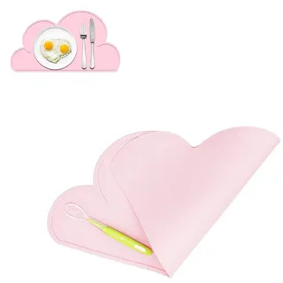 Tischset Kinder platzdeckchen Good partner Kinder silikon Wolke platzset wasserdicht (Rosa)