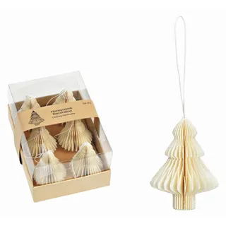 X-Mas Dekohänger, Weiß, Papier, 6-teilig, 18.0x9.0x12.5 cm, Dekoration, Weihnachtsdekoration, Weihnachtsbaumschmuck