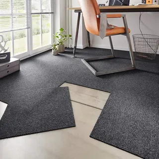 Hanse Home Teppichfliesen-Set Easy Anthrazit Meliert, 20er-Set 50x50 cm
