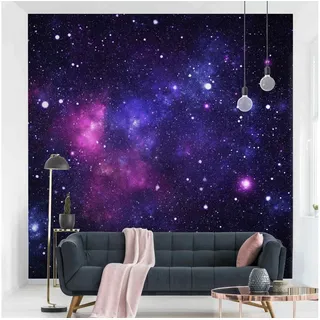 Bilderdepot24 Kindertapete Kinderzimmer Galaxie Weltall Weltraum Kinder Wanddeko Sterne Lila Rosa, Glatt, Matt, (Vliestapete inkl. Kleister oder selbstklebend), Mädchenzimmer Jungenzimmer Babyzimmer Bildtapete Fototapete Wandtapete lila 0.96 m x 0.96 m
