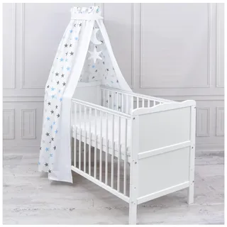 Generisch Baby Delux Babybett Himmel Betthimmel Baumwolle Baldachin für Babybett Kinderbett Wiege Stubenwagen Himmelstange Sterne Mond Applikationen Deko (Magic Stars Blau, ohne Himmelstange)