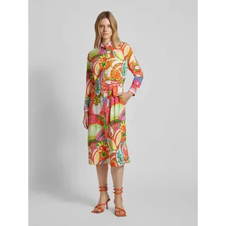 Midikleid mit Allover-Muster, Orange, 40